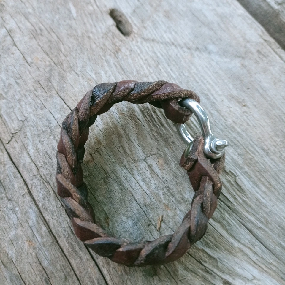 Pulsera trenzada de cuero genuino para hombre abercrombie fitch Foto 2 de 4