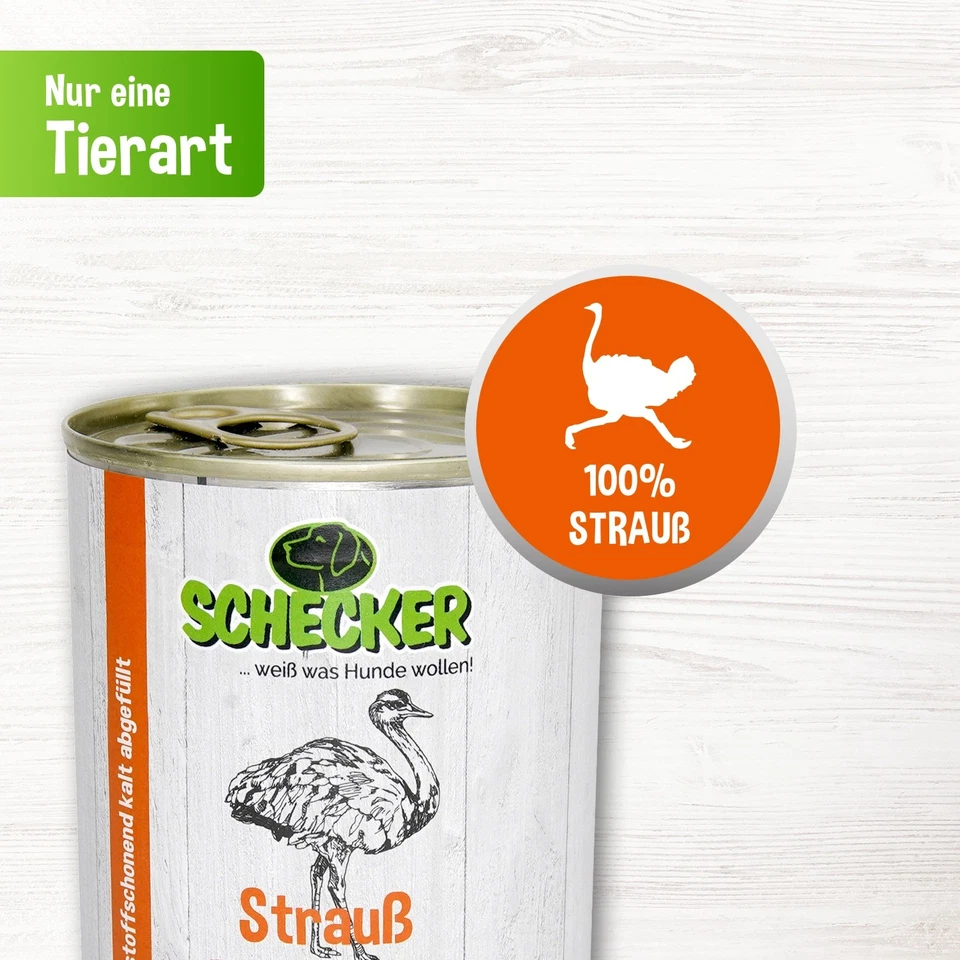 Schecker Strauß PUR Nassfutter - getreidefrei - glutenfrei 48 x 410 g   - Bild 3 von 3