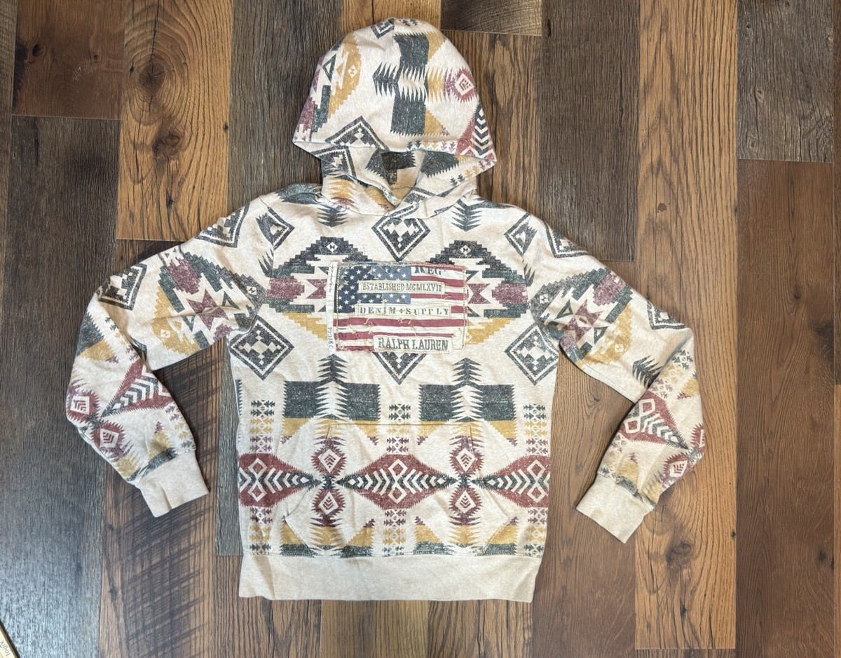 Denim & Supply Ralph Lauren Hoodie Mens S Aztec Print American