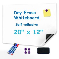 Magnetic Whiteboard Contact Paper 20" x 12" Peel and Stick Dry Erase
