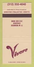 Matchbook Cover - Vivere Chicago IL 30 Strike