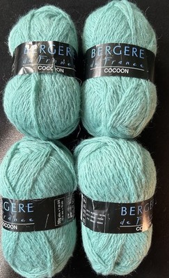 Lot Of 4 Skeins Of Bergere De France Cocoon Alpaca/mohair/Acrylic Yarn - Mint