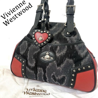 Vivienne Westwood Women Rare Tote Bag Studs Orb Fittings Leopa 