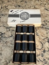 Vintage Box of 12 Spools Belding Corticelli Blue Cotton Thread 1000 yds each