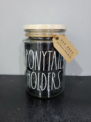 Rae Dunn Ponytail Holders Glass Jar Rae Dunn Set Small Glass Jar w/Wood Lid with Bobby Pins Hair  main image 3