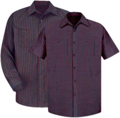 Red Kap Work Shirt Poplin Stripe 2 Pocket Men's Industrial Uniform - Picture 16 of 24