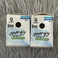 L'eggs Compression Sheer Pantyhose Tights Womens Size Q Large Jet Black