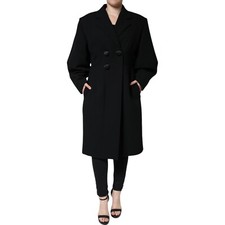 DOLCE & GABBANA Jacket Black Double Breasted Trench Coat IT48/US14/XXL 2930usd