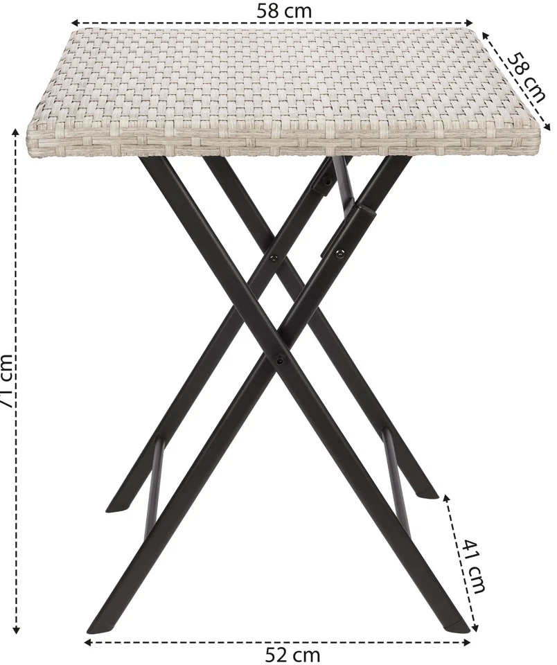 Balkontisch Klappbar Klapptisch Gartentisch Bistrotisch 60x60 cm Rattan Beige - Bild 2 von 4