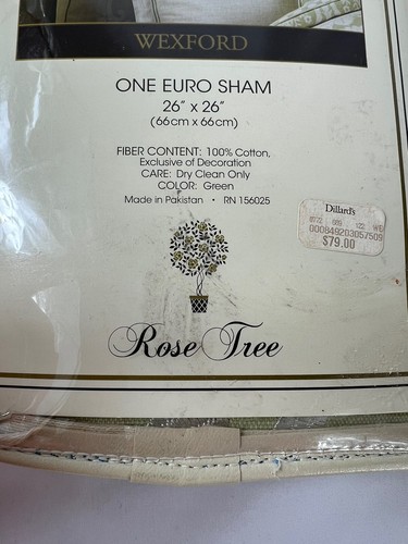 Rose Tree Euro Sham Wexford Green White 26x26 Set of 2 - Picture 3 of 5