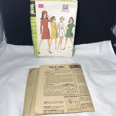 McCalls 9471 Misses Dress In 6 Versions Sewing Pattern Size 8 Bust 31 1/2 Uncut