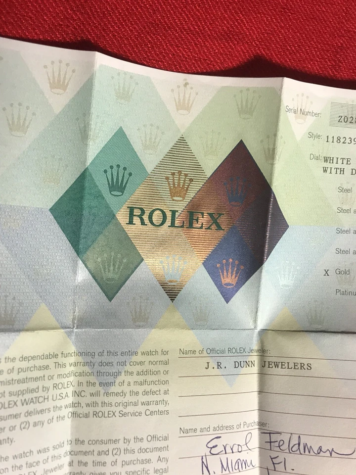 Rolex Certificato Garanzia Per Z Serial Giorno Data - Immagine 3 di 4