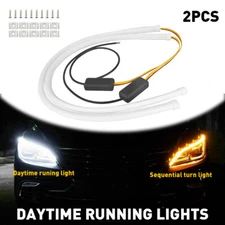 2 PCS White Amber 60cm LED Strip Daytime Runnning DRL Light Headlight Sequential
