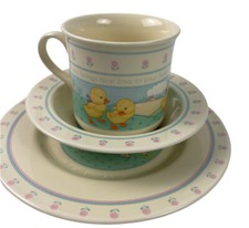 Heirloom 1984 Collection Baby Child Dish Set Plate Bowl Cup Vintage Hallmark