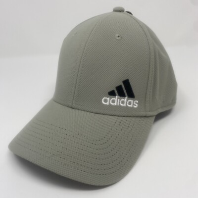 Adidas Release 3 Stretch Fit Hat Cap Silver Pebble Grey/Black/White Men s L/XL