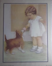 Vintage 1985 Print Of Besse Pease Gutmann Girl and Dog 10 7/8"x14”