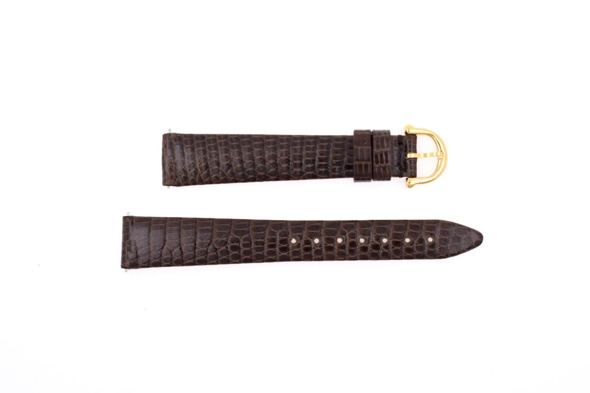 Horlogeband Maurice Lacroix Kroko Grain Original 18 mm donkerbruin sluiting verguld, bruin, Riemen