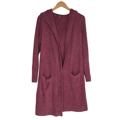 Barefoot Dreams CozyChic Lite Hooded Relaxed Cardigan Berry