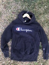 Champion Reverse Weave Youth Large Kids Boys Black Hoodie Sweatshirt Pullover