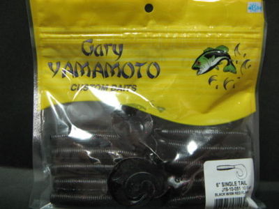 Gary Yamamoto 6" Single Tail Grub Soft Plastic Bait - 10 Pack, Color #218 Champagne W/ Black Flake