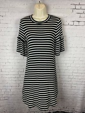 MMCMMCMM Shirt Dress Medium Women's Black White Striped Stretchy Soft (CAY)