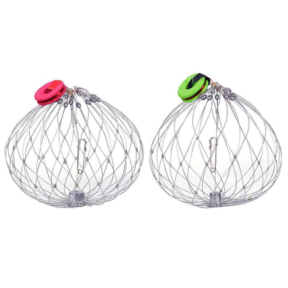 Fish Baskets Steel Wire Crab Fishing Cage Traps for Saltwater Seawater