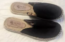 BOBS From Skechers Espadrilles Womens City Shuffles Size 6 Black Slide Sandals