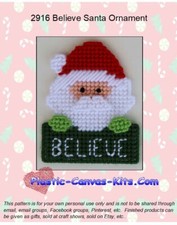 Believe Santa Ornament- Plastic Canvas Pattern or Kit