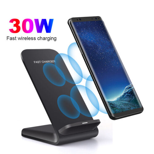 30W Fast Wireless Charger Dock Stand For Apple iPhone Samsung Huawei Cell Phone - Picture 2 of 12