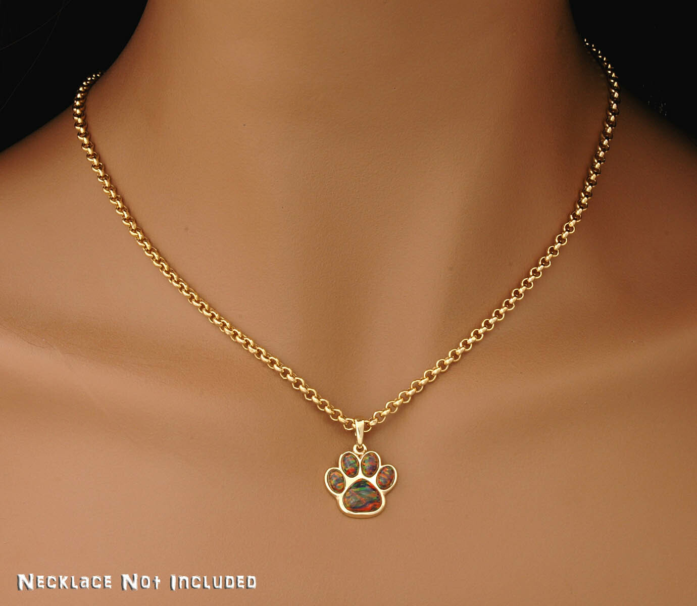 BLACK OPAL Solid 9ct Gold PAWPRINT Paw Pendant (Handmade UK) eBay