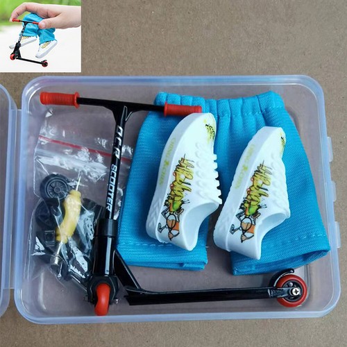 Kids Mini Black Finger Scooter Set w/ Pants Shoes Wheel Interactive Toy n - Picture 19 of 19