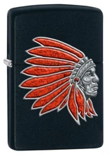 Zippo Indian Head Lighter, Black Matte NEW IN BOX