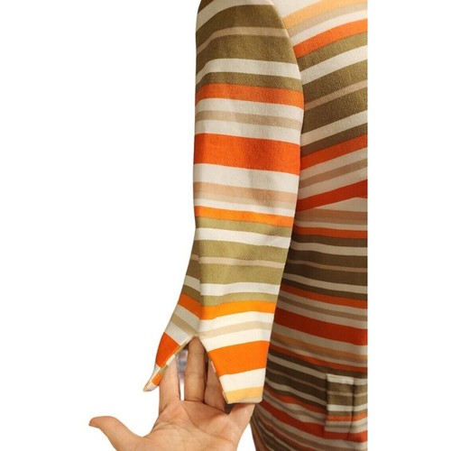Jessica Howard Womens Sz 16 Orange Green Striped Exposed Back Zipper Dress - Picture 3 of 11