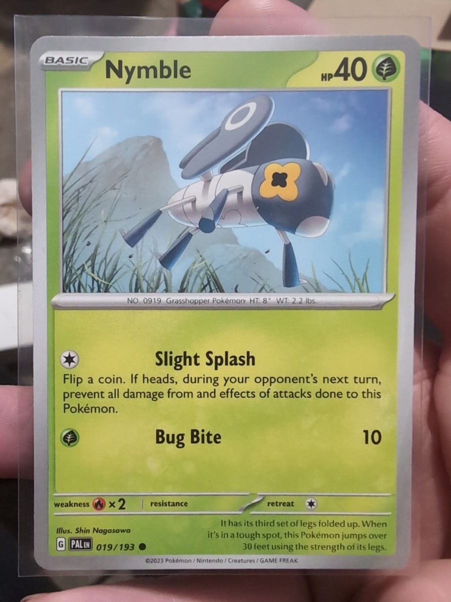 crimped pokemon cards value Pokemon Crimp Error TCG Card: NYMBLE 19/193 Common SV-Paldea Evolved NM