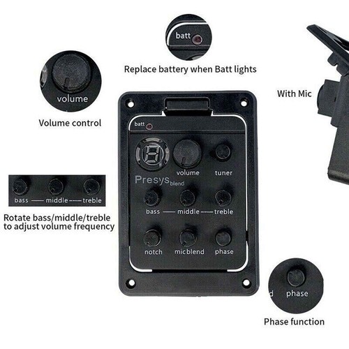 Pickup per chitarra Presys 301 Mic Blend Dual Modello Preamplificatore Sintonizzatore Piezo Pickup - Foto 2 di 11