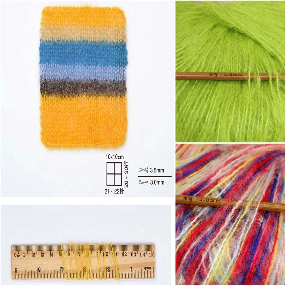 Venta 8 BolasX25gr Esponjoso Suave Mohair Encaje Chal Alfombras Tejido a Mano Hilo de Ganchillo 15 Foto 4 de 4