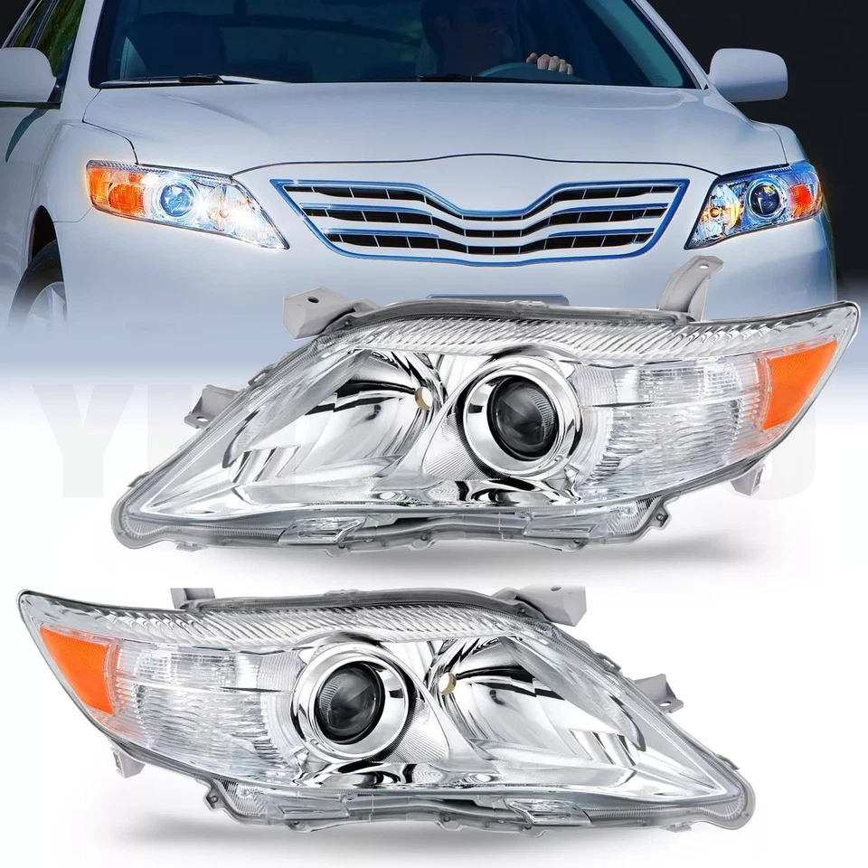 Par de faros reflectores transparentes carcasa cromados para Toyota Camry 2010-2011 sedán Foto 2 de 4