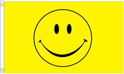Happy Face Emoji Polyester Flagge - Größenwahl