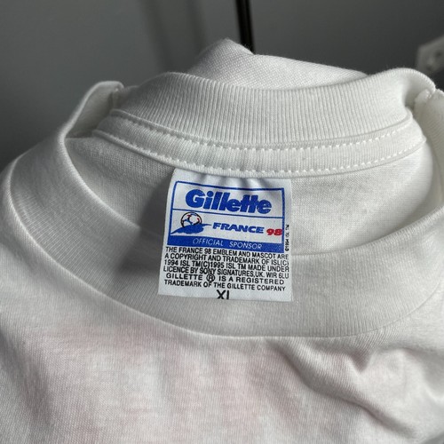VNG 1998 Fifa World Cup France Soccer Gillette White Cotton T-Shirt Size XL - Picture 11 of 12
