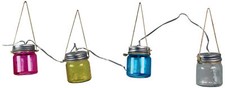 Luxform Garden Outdoor Party Solar LED Coloured Jar Hanging String Fairy Lights