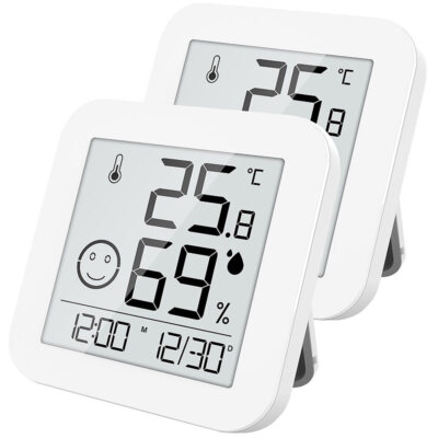 infactory 2er-Set digitale E-Ink Thermo- und Hygrometer mit extralanger Laufzeit
