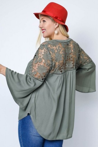Top contadino nuovo con etichette designer Davi Dani boho flutter all'uncinetto floreale all'uncinetto S M L 1X 2X 3X - Foto 3 di 13