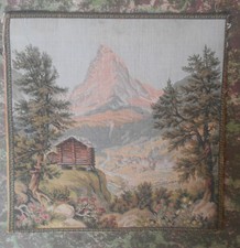 RICAMO A MANO PUNTO E CROCE PICCOLO ARAZZO MONTE CERVINO CM. 24,5 X 24,5