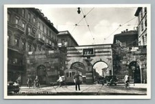 Portone Porta Nuova MILAN Milano Italy RPPC Vintage Photo Trolley Train Bike 50s