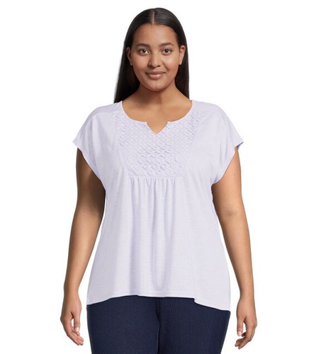 RealSize Womens Plus Size Lavender Crochet Bib Tunic Top Size 2X NWT