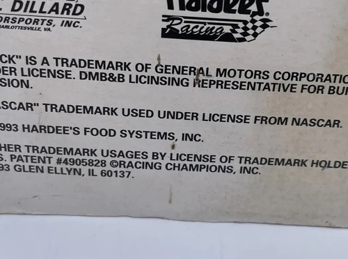 1993 Racing Champions 1/64, Ward Burton #2 Hardee's Fresh Fried Chicken Buick - Picture 7 of 8