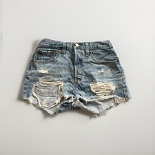 Vintage Ladies Levi 501 Blue W27 Shorts  Great Condition  Frayed  RR300