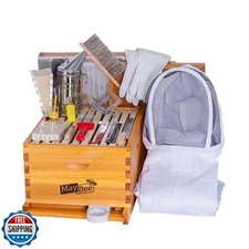 MayBee 8-Frame Beehive Starter Kit, Bee Hive Kit Dipped in 100% B