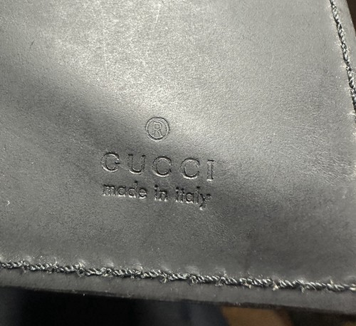 Authentic Gucci Leather Luggage Tag Black Silver Hardware Made in Italy