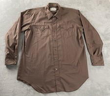 Vintage H Bar C Ranchwear Shirt Western Snap Long Tail USA Mens 17.5 - 34 L/XL